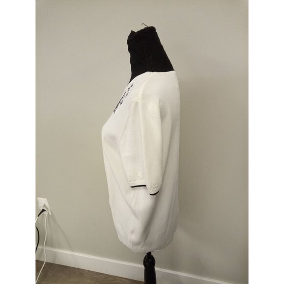 Alfred Dunner Women's White Black Butterfly Stitch Design Cowl Sweater M - Picture 4 of 6